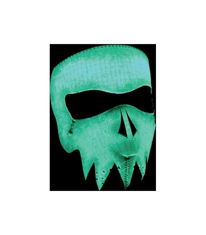 ZAN FULL FACE MASK GLOW-IN-THE-DARK GRAY SKULL ONE SIZE