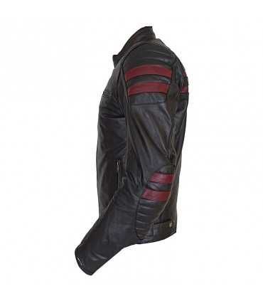 Giacca in pelle Prexport Stripes nero bordeaux