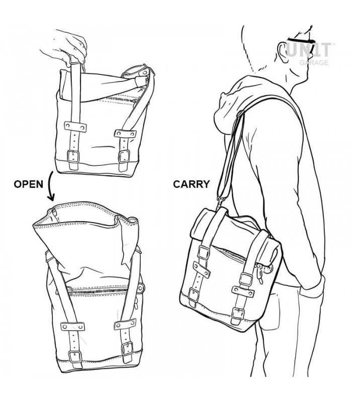 UNIT GARAGE SACOCHE LATÉRALE EN CROÛTE DE CUIR + CADRE DUCATI SCRAMBLER 1100 SX POUR ÉCHAPPEMENT DOUBLE À DROITE