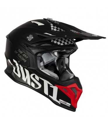 Casco cross Just-1 J39 Rock nero opaco rosso