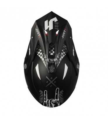 Casco cross Just-1 J39 Rock nero opaco rosso