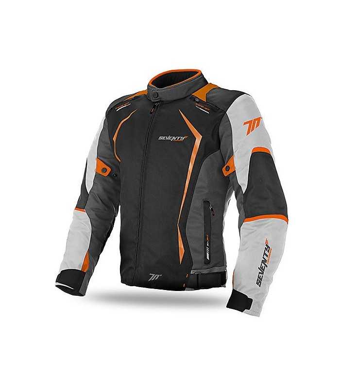 Giacca moto Seventy JR-47 nero arancio