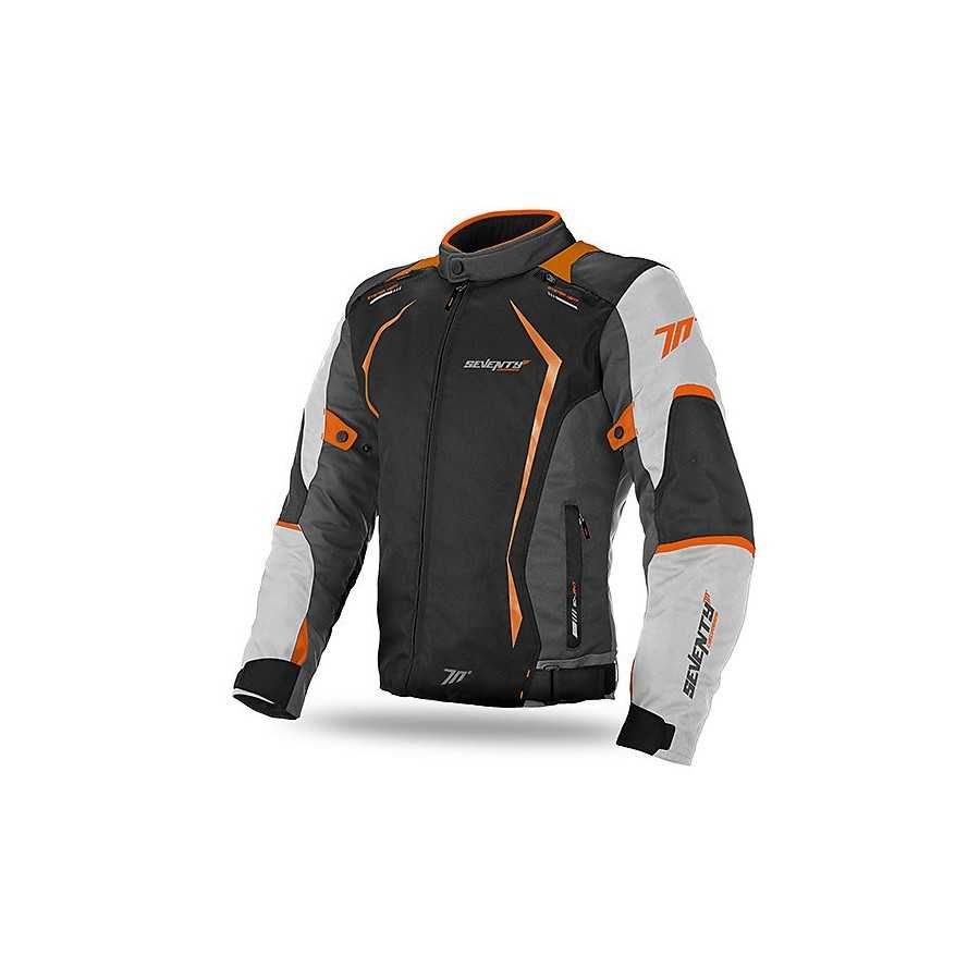 Giacca moto Seventy JR-47 nero arancio
