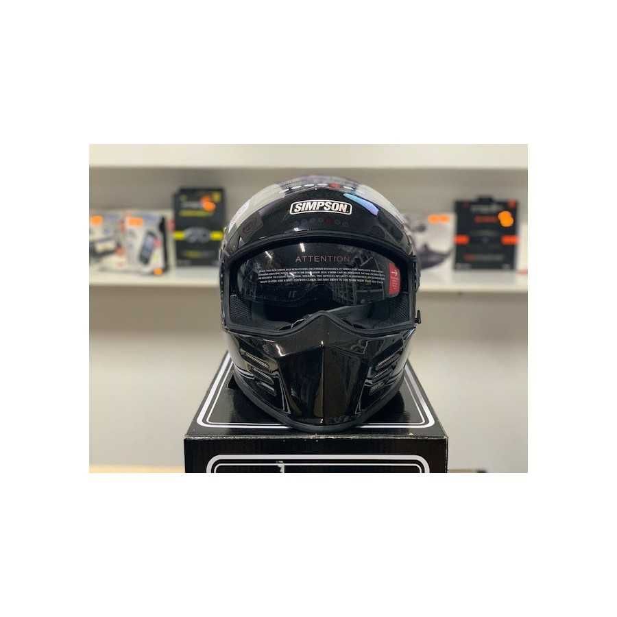 Casque Moto Simpson Venom – Métal Noir, Taille S – Visière Large, Ventilation Intégrée
