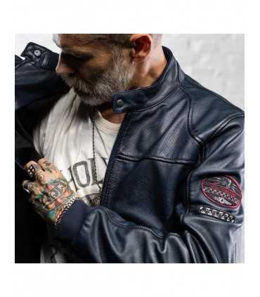 Giacca in pelle moto Holy Freedom Due dark blu