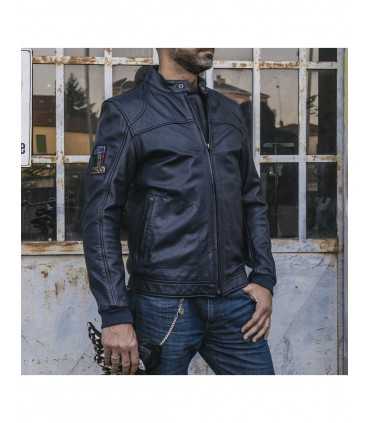 Giacca in pelle moto Holy Freedom Due dark blu