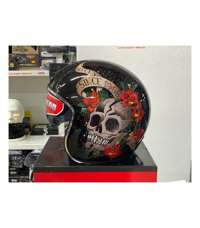 Mt Helmets Le Mans 2 Sv Skull & Roses A1 Schwarz