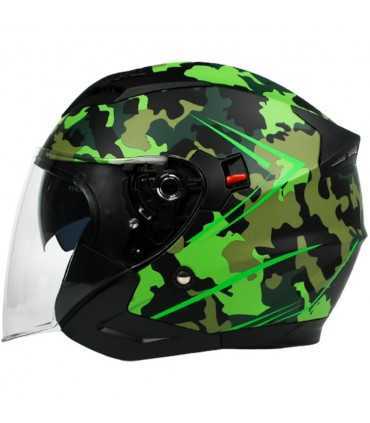 Casco Moto Jet BHR 809 Double Camouflage verde