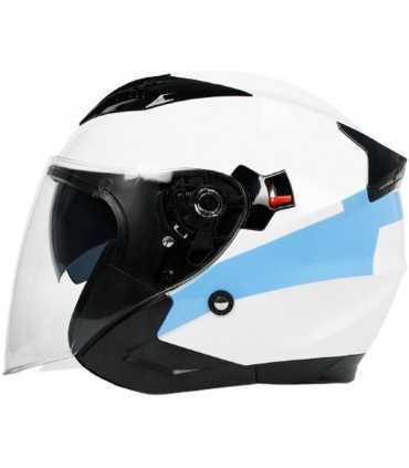Casco Moto Jet BHR 809 Double Cool bianco celeste