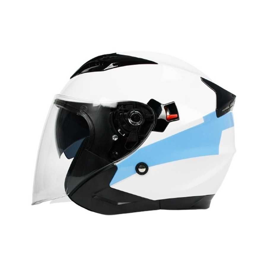 Casco Moto Jet BHR 809 Double Cool bianco celeste