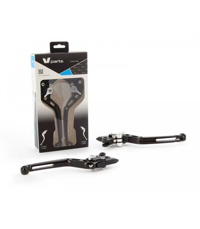 V-PARTS Standard Hebel 175mm CNC Schwarz/Aluminium Schrauben mit Adaptern von Pair Honda CBF 600 S (2004-07)