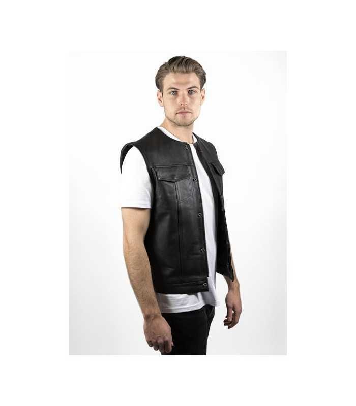 JOHN DOE MC OUTLAW LEATHER VEST BLACK