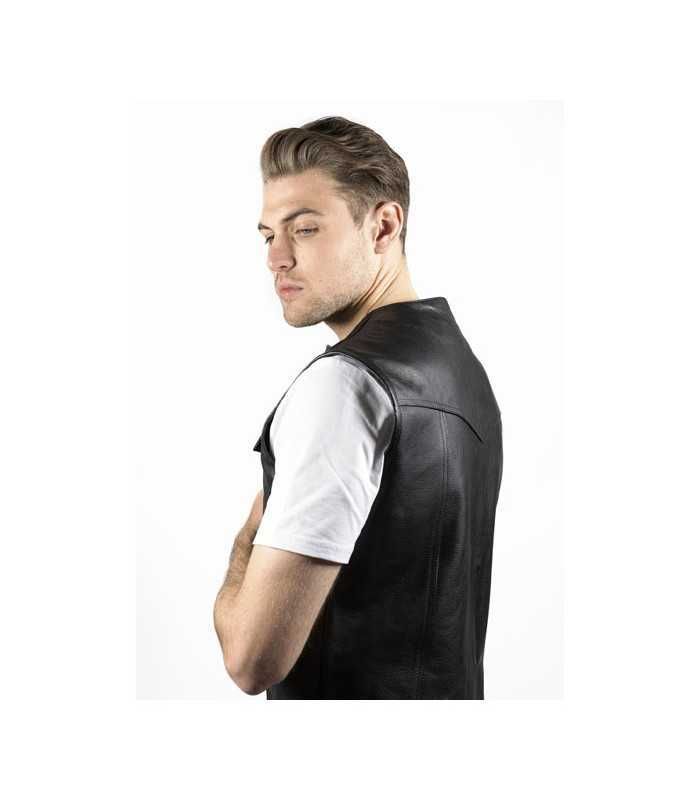 JOHN DOE MC OUTLAW LEATHER VEST BLACK