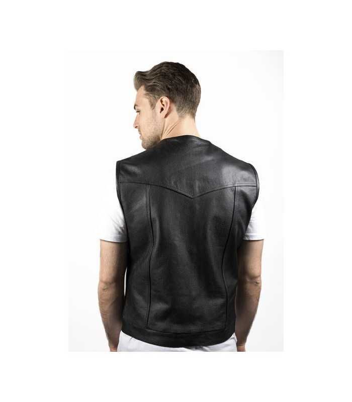 JOHN DOE MC OUTLAW LEATHER VEST BLACK
