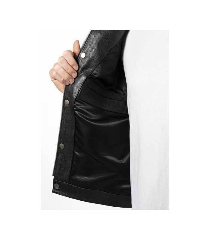 JOHN DOE MC OUTLAW LEATHER VEST BLACK