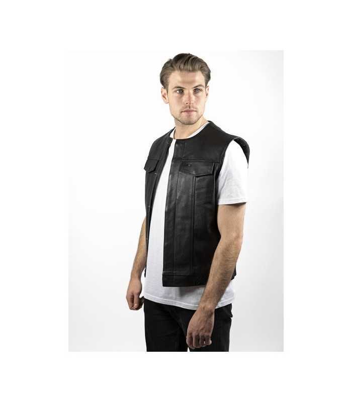 JOHN DOE MC OUTLAW LEATHER VEST BLACK