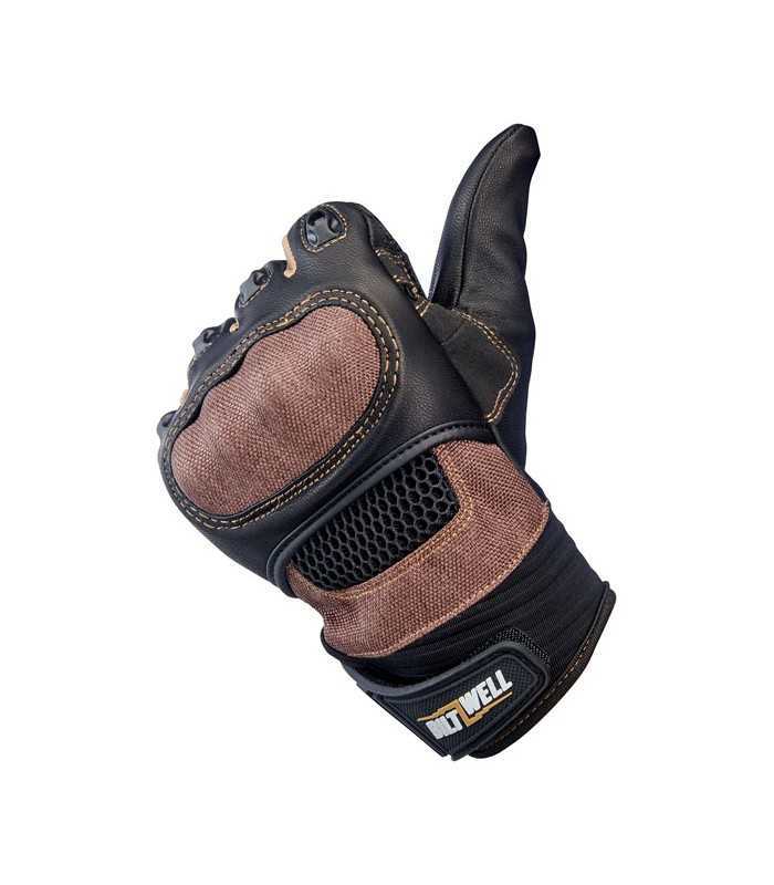 Biltwell Bridgeport leder hanschuhe schwarz braun