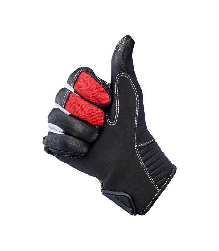 Biltwell Bridgeport leder hanschuhe schwarz rot