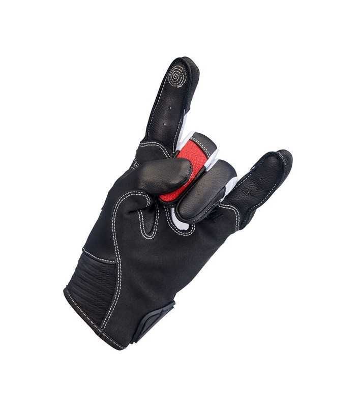 Biltwell Bridgeport leder hanschuhe schwarz rot
