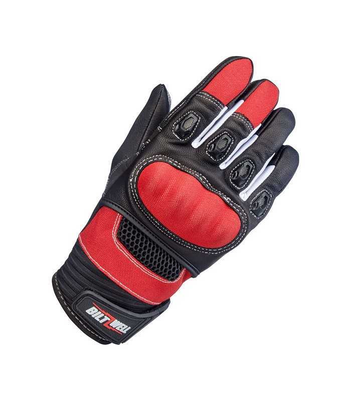 Biltwell Bridgeport leather gloves black red