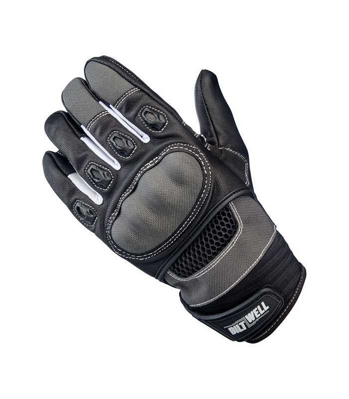 Biltwell Bridgeport leder hanschuhe grau schwarz
