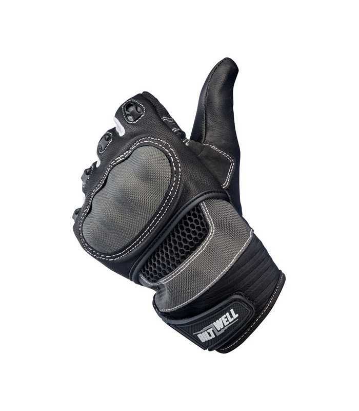Gants Biltwell Bridgeport cuir noir gris