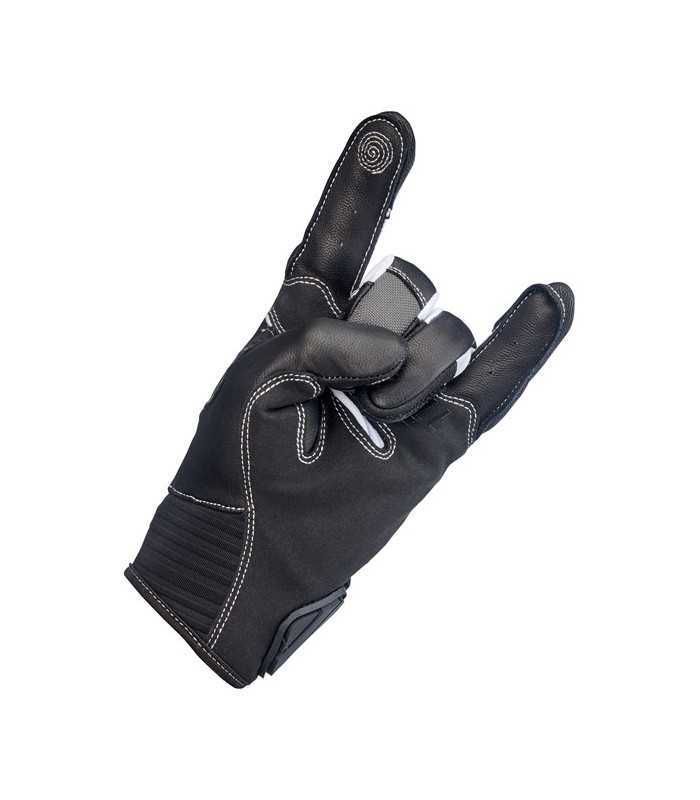 Biltwell Bridgeport leder hanschuhe grau schwarz