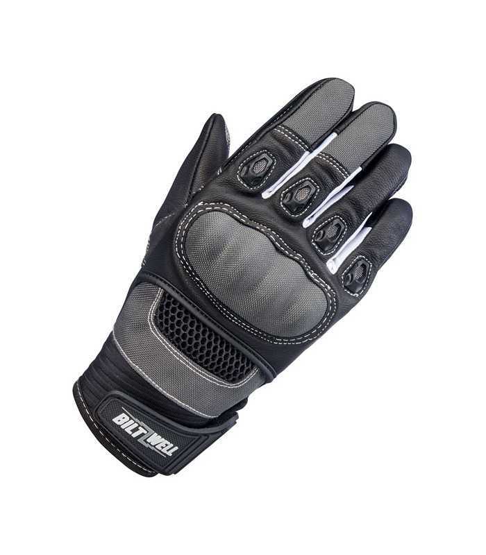Biltwell Bridgeport leder hanschuhe grau schwarz