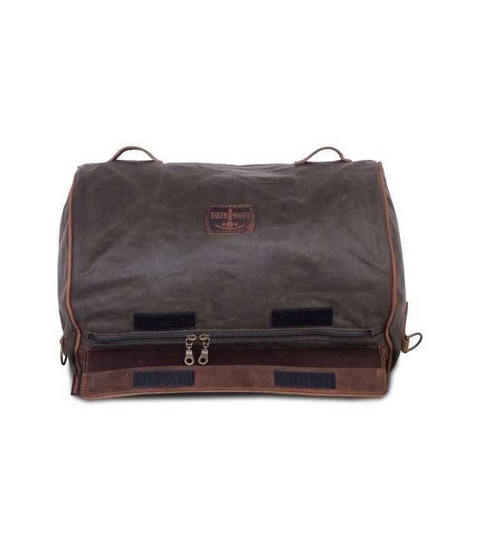 LONGRIDE ROLL BAG WAXED COTTON NARROW. KHAKI WAX