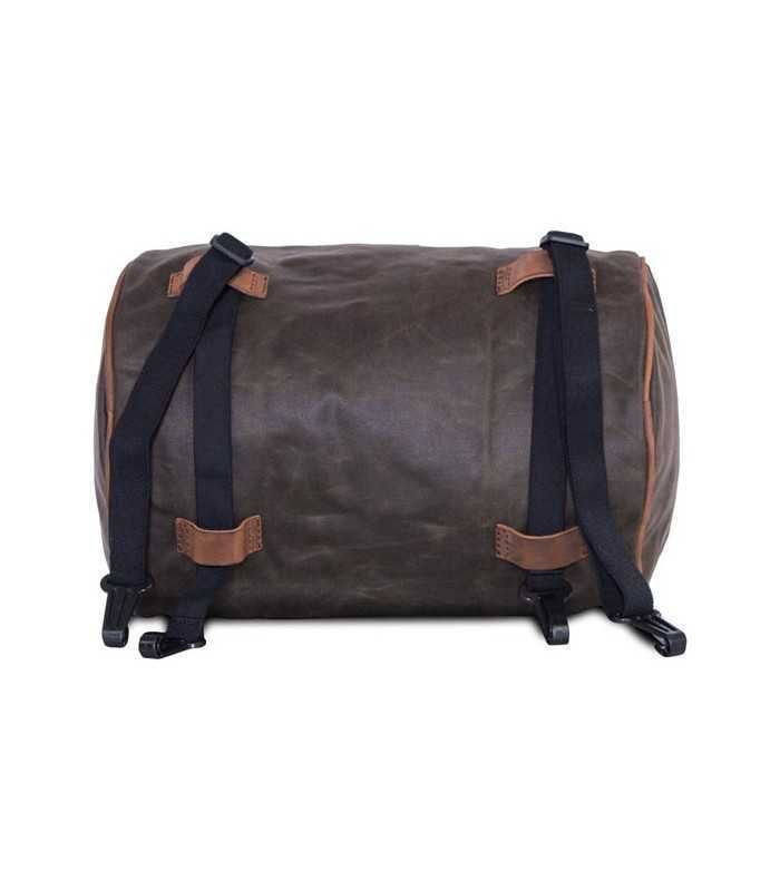 LONGRIDE ROLL BAG WAXED COTTON NARROW. KHAKI WAX