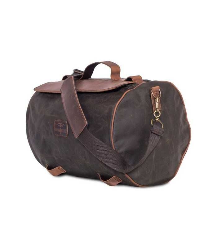 LONGRIDE ROLL BAG WAXED COTTON NARROW. KHAKI WAX