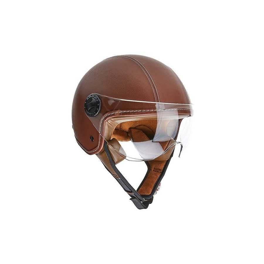 Casco jet BHR 801 pelle marrone