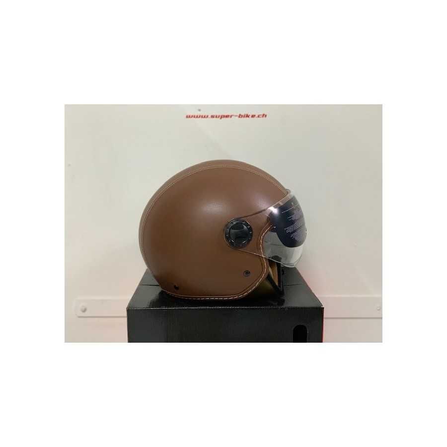 Casco jet BHR 801 pelle marrone