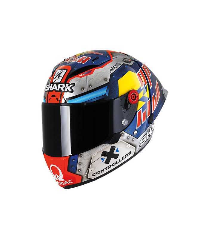 Casco De Moto Integral Shark Race-R Pro GP Martinator Signature - Talla XS, Azul Cromo Naranja