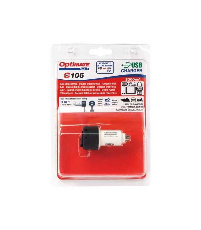 Tecmate caricabatterie USB rapido doppio O-106