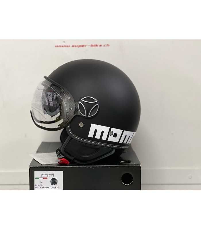 MOMO FGTR EVO NERO OPACO LOGO BIANCO