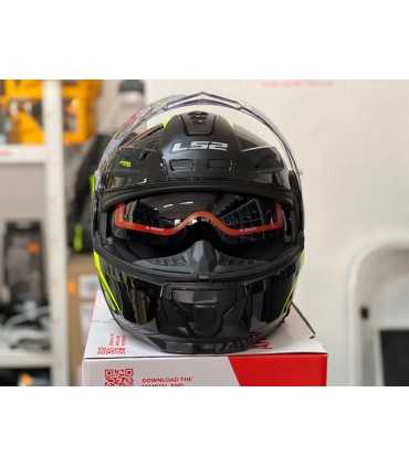 Casco modulare moto LS2 Scope Skid nero giallo