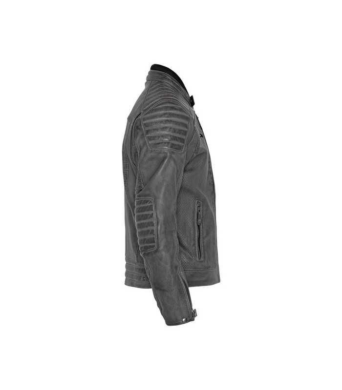 Veste en cuir moto John Doe Storm gris