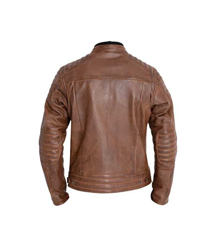 Veste en cuir moto John Doe Storm marron