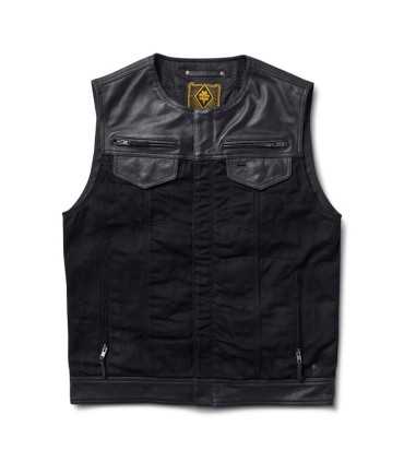 Gilet pelle e tessuto ROLAND SANDS TEMPLE 74