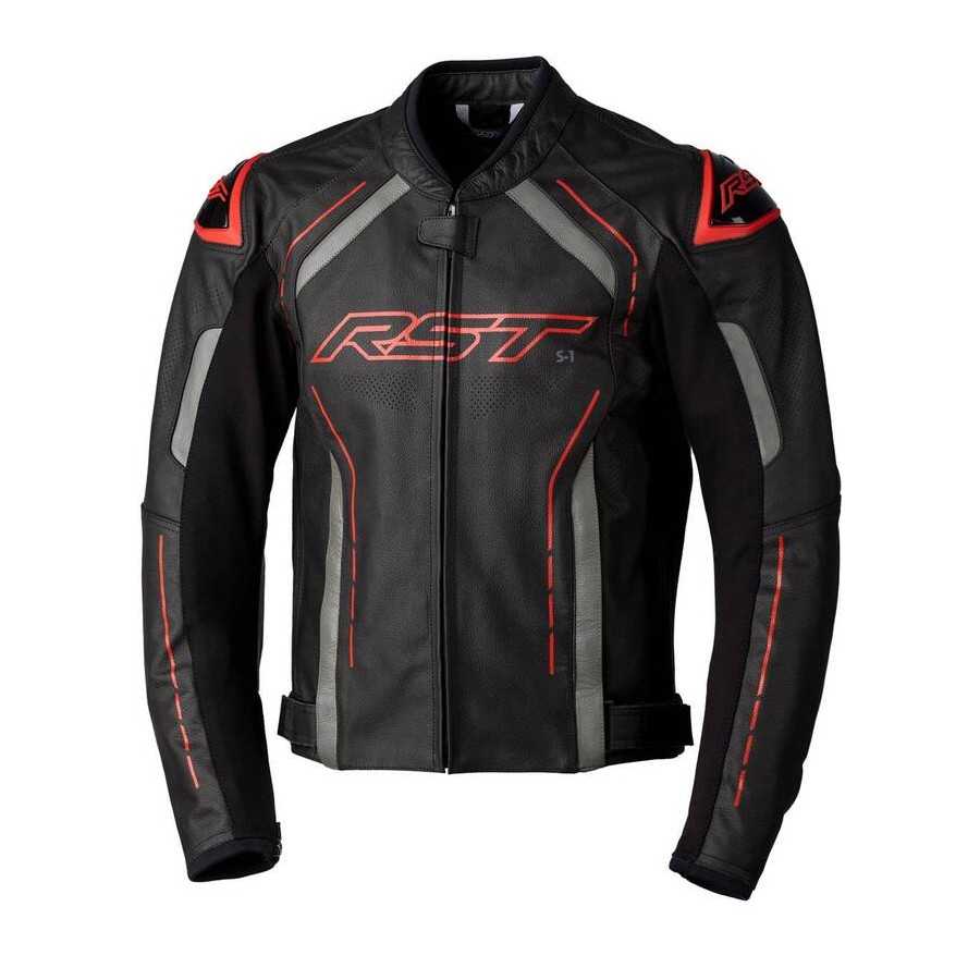 RST S1 leather motorcycle jacket red