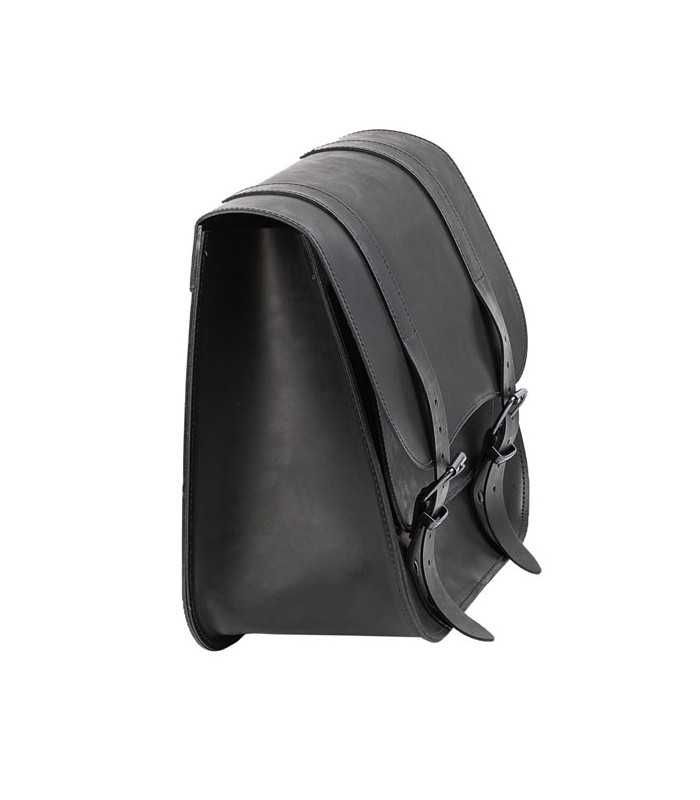 LEDRIE SINGLE LEATHER SADDLEBAG 'POSTMAN'30 LITERS BLACK