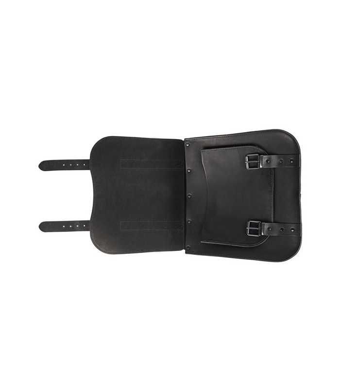 LEDRIE SINGLE LEATHER SADDLEBAG 'POSTMAN'30 LITERS BLACK