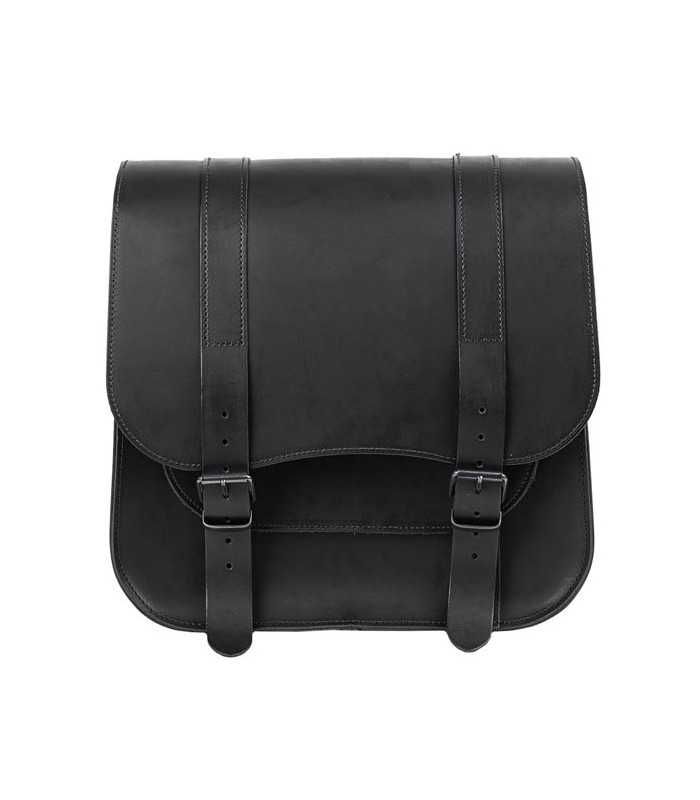 LEDRIE SINGLE LEATHER SADDLEBAG 'POSTMAN'30 LITERS BLACK
