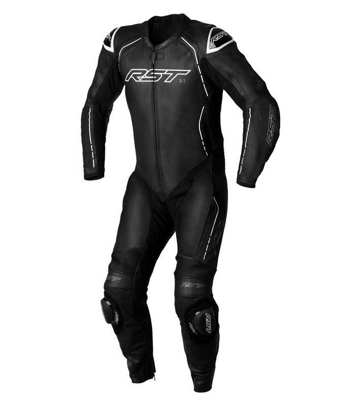 RST S1 leather suit black white