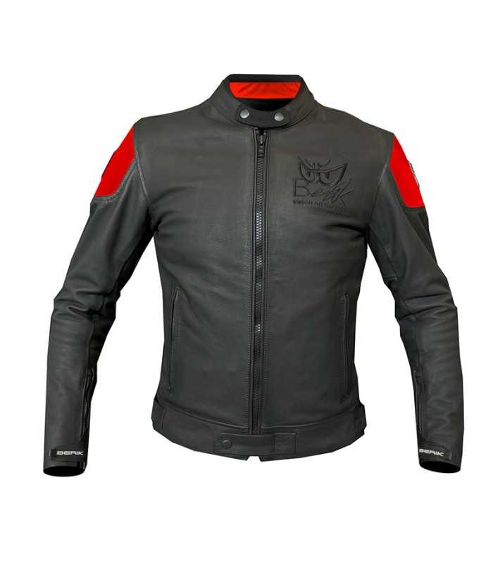 Veste en cuir Berik Lj Sport Classic rouge fluo