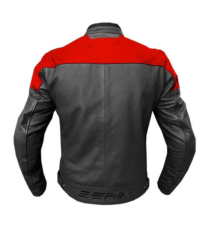 Veste en cuir Berik Lj Sport Classic rouge fluo