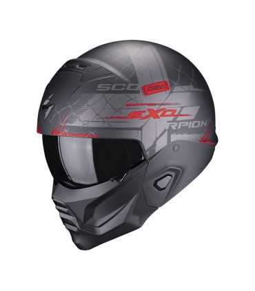 Casco Scorpion Exo Combat 2 Xenon nero opaco rosso