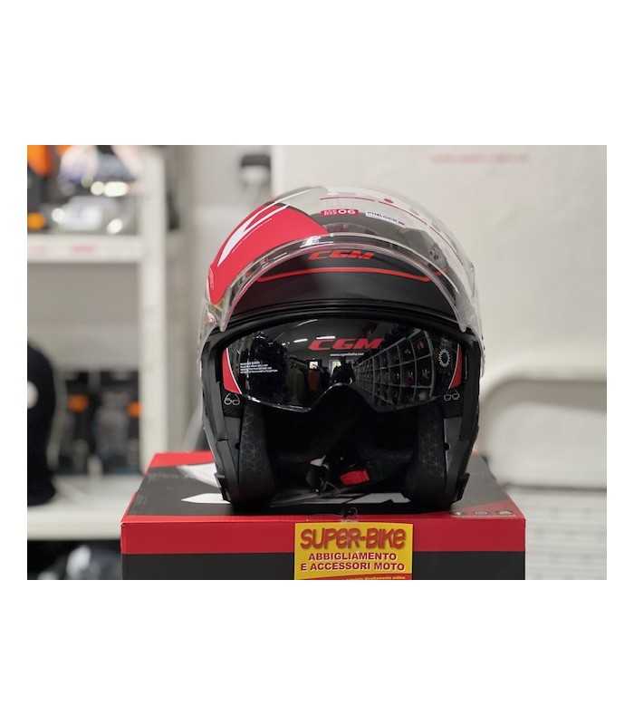 Helm jet Cgm 127G Deep Race schwarz rot matt