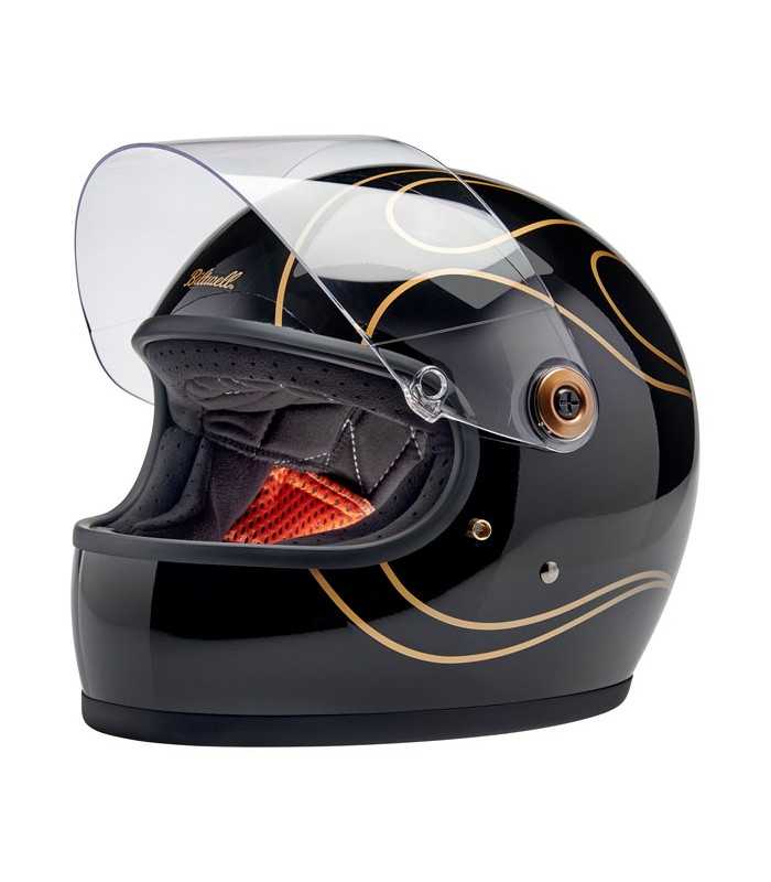 Biltwell Gringo S gloss black flames helmet